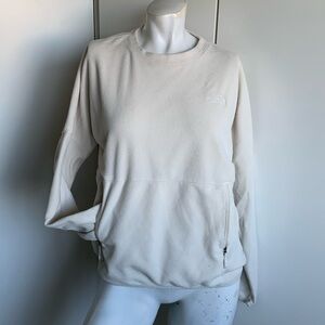 The North Face ivory fleece sweatshirt pouch pockets